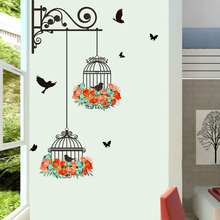 New Birdcage Flower Flying for Living room Nursery Room Wall Stickers Vinyl Wall Decals Wall Sticker for Kids Room Home Decor 2024 - buy cheap