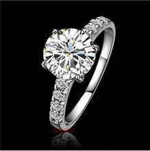 Solid 14k ouro branco au585 anel 1ct rond brilhante moissanite anel de noivado declaração presente aniversário para senhora anel perfeito 2024 - compre barato