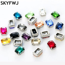 All Colors Sew on Rhinestone Rectangle Octagon Glass Stone In Hard Strong Metal Claw Setting 8x10,10x14,13x18mm Sew-on Crystals 2024 - buy cheap