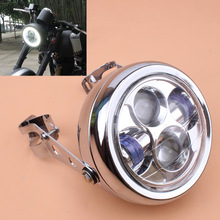 Faróis vintage universais para motocicletas, faróis retrô de metal cromado com suporte para garfo de 35-43mm e led de 6.3 polegadas 2024 - compre barato