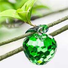 H&D 40mm Crystal Green Apple Paperweight 3D Glass Quartz Crafts Home Decor Fengshui Ornaments Figurine Miniature Souvenir Gifts 2024 - buy cheap