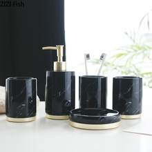 Black Marble Pattern Ceramics Bathroom Set 5 Piece Set High-end Mouth Cup Wash Toothbrush Holder Creative Bathroom Kit 2024 - buy cheap