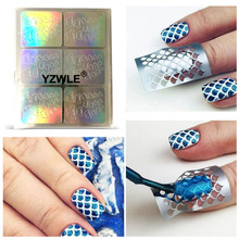 10 Sheets/set Fish Scale Nail Vinyls Irregular Triangle Grid Pattern Easy Use Nail Art Tips Manicure Stencil Nail Hollow Sticker 2024 - buy cheap