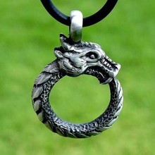 1pcs deropshipping new arrival fashion antique silver plated  ouroboros norse dragon pendant viking necklace men jewelry 2024 - buy cheap