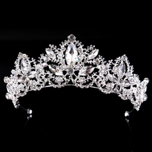Tiara de boda de cristal real para novia corona de princesa con imitaciones de diamantes para mujeres traje de novia joyería accesorios para el cabello 2024 - compra barato