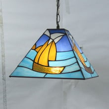 Lustre tiffany azul mediterrâneo com vidro manchado, luminária suspensa para sala de jantar, restaurante 2024 - compre barato