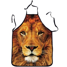 Avental de cozinha com estampa de leão para adultos e crianças, 3d, divertido 2024 - compre barato