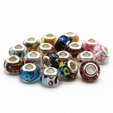 14MM Mixed Color Silver  Color Cord Big Hole Loose Beads Charms Fit European Jewelry Bracelet Findings 50pcs/lot 2024 - buy cheap