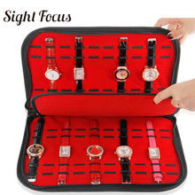 Estojo organizador de pulseira para relógio, caixa preta para organizar pulseira de relógio, com zíper, bandeja de exibição para relógio, grade com 20 espaços/grades 2024 - compre barato