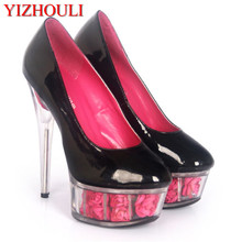 Демисезонные женские свадебные сексуальные туфли, на высоком каблуке 15 см, водонепроницаемая платформа с розовыми кристаллами, вечерние туфли на высоком каблуке 2024 - купить недорого