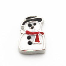 Newest 10pcs/lot Christmas snowman floating charms living glass memory lockets diy animal Accessory charms jewelry 2024 - buy cheap
