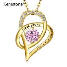 Kemstone Fashion Carve I Love You To The Moon and Back Crystal 925 Sliver Pendant Necklace Gold & Silver Color Chain Jewelry 2024 - buy cheap