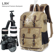 LXH alta capacidad Batik lona Cámara mochila al aire libre impermeable fotografía bolsa para Canon Nikon Sony DSLR cámara Digital 2024 - compra barato