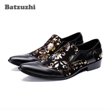 ¡Nuevo! Batzuzhi Formal zapatos de cuero, zapatos negros de cuero genuino con punta en punta, zapatos de negocios para hombre, tallas grandes US6-12 2024 - compra barato