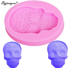 Byjunyeor M523 3D DIY Halloween Skeleton Head Skull Silicone Mold Candy Jelly Epoxy UV Resin Fondant Cake Decorating Baking Tool 2024 - buy cheap