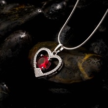 Colar de pingente de coração de valentim fino na moda feminino vermelho zircon metal pingentes boêmio gargantilha decoração jóias 2024 - compre barato