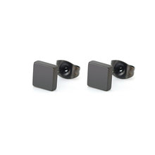 1Pair Casual Solid Square Hexagon Round Stainless Steel Earrings Black Geometric Ear Studs Jewelry For Women Men 2024 - buy cheap