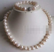 Ювелирные изделия 001400 натуральный 8-9 мм белый пресноводный жемчуг ожерелье браслет набор AAA 2024 - купить недорого