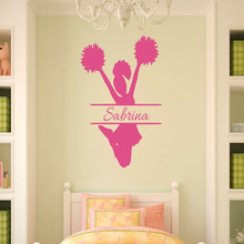 Cheerleading Girls Wall Stickers Bedroom Vinyl Stickers Home Decor Customized Name Removable Wall Decals Size 73x59cm 2024 - buy cheap
