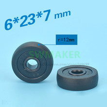 6*23*7mm ball,rubber/plastic, cam bearing, pulley, mute wear-resistant guide wheel, outer diameter: 23mm 2024 - buy cheap