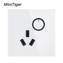 Minitiger-toma de corriente eléctrica de pared, enchufe con 3 orificios y 1 entrada, interruptor de luz de pared, cristal blanco de lujo, 16A 2024 - compra barato