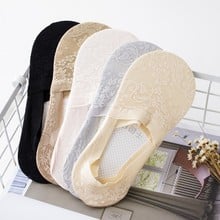 Summer women girl Silica Gel Lace Boat Socks Invisible Cotton Sole Non-slip Antiskid Slippers Anti-Slip Sock 1pair=2pcs ws400 2024 - buy cheap