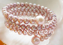 Pulsera redonda de perlas extensibles para mujer, brazalete de perlas de agua dulce y lavanda de 5-10mm, estilo moderno, nuevo, envío gratis 2024 - compra barato