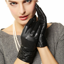 New Women Black TouchScreen Leather Gloves Warm Fashion Winter Genuine Goatskin Driving Glove Five Finger L074NZ1 2024 - buy cheap