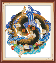 The Eight Auspicious Symbols fish cross stitch kit aida 14ct 11ct count print canvas stitches embroidery DIY handmade 2024 - buy cheap