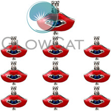 10x K943 Sexy Enamel Red Lips Beads Cage Pendant Perfume Essential Oil Diffuser Pearl Cage Locket Pendant 2024 - buy cheap