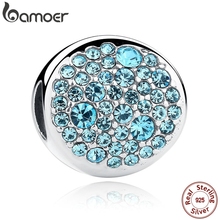 BAMOER New Spring Collection 925 Sterling Silver Sky Blue Charm fit  Bracelets & Necklace DIY Gift Wholesale SCC009 2024 - buy cheap