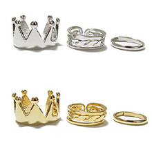 Fashion Crown Geometric Shaped Rings set For Women Simplicity Gold Silver Color Finger Jewelry Gifts 3 pieces 2024 - buy cheap