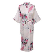 Красный женский шелковистый халат для сна кимоно летнее женское банное платье юката Ночная рубашка ночные рубашки Повседневная Домашняя одежда ночная одежда павлин 2024 - купить недорого
