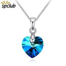 SPCLUB Austrian Element Crystal Mini XILION Heart Pendant Necklace Silver Color Chain Necklaces For Women New Jewelry Girls Gift 2024 - buy cheap