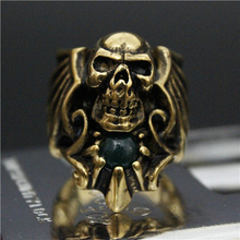 Amazing Design Golden Skull Ring Wings Stone Ring Top Quality 316L Stainless Steel Cool Mens Ring 2024 - buy cheap