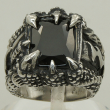 Homens/boy vintage dragon claw segurar grande preto cz anel de aço inoxidável 316L 2024 - compre barato