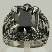 men/boy vintage dragon claw hold big black cz 316L stainless steel ring 2024 - buy cheap