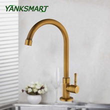 YANKSMART Antique Brass Bathroom Faucet Single Handle Chinese Lavatory Sink Basin Faucets Only Cold Taps Deck Mounted One Hole 2024 - buy cheap