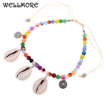 WELLMORE women anklet shell Anklets BOHO style Anklets for women Holiday beach 4MM beads Anklets Foot summer Party Jewelry 2024 - buy cheap