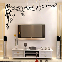 wonderful flowers vine wall stickers for living room home decor decals black removable diy vinyl art 2024 - buy cheap
