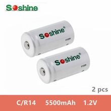 2 шт Soshine C размер аккумуляторные батареи NiMH 5500mAh LR14 UM-2 батарея для дистанционного управления/фонарик/сигнализация 2024 - купить недорого