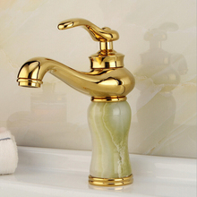 Luxury Antique Brass Golden Marble Stone Bathroom Basin Mixer Taps Deck Mounted Hot and Cold Single Handle M1008 2024 - buy cheap