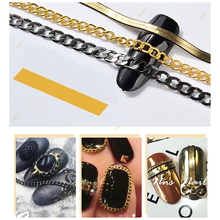 MIOBLET 50CM Flat Shape Metal Nail Chain Gold Black Decorations Snake Chain Bone DIY 3D Vintage Nail Art Rhinestones Accessories 2024 - buy cheap