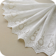 Bilateral Embroidery Pure Cotton Cloth Lace Fabric White 130CM DIY Doll Clothes Skirt Accessories SM192 2024 - buy cheap