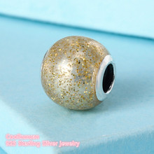 Autumn Original 925 Sterling Silver Glitter Ball Charm, Golden Glitter Enamel Beads Fit Pandora Charms Bracelet Diy Jewelry 2024 - buy cheap