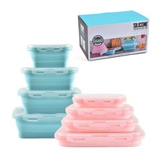 Silicone Folding Bento Box Collapsible Portable Lunch Box Food Storage Containers Microwave Picnic Food Case 2024 - buy cheap