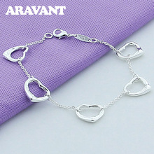 925 Silver Heart Chain Bracelet Anklets For Women Wedding Silver Jewelry 2024 - buy cheap