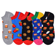 Cool Beer French fries Happy Crew Burger Street Skate Socks Boat Ankle Cotton Short Summer Funny Women Men Boat Socks Invisible 2024 - buy cheap