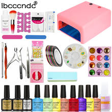 Nail Art Set Kit 36W UV Lamp + 8 Color 10ml Gel Polish Base Matte Top Coat UV Gel with Remover Glitters Decals Manicure Tools 2024 - buy cheap