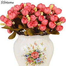 Посуда декор мини-розы Искусственные цветы декоративные растения венки цветок для Свадебная вечеринка украшения 2024 - купить недорого